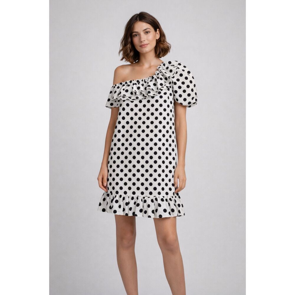 Lisa Marie Fernandez Target Polka Dot One Shoulder Dress Medium